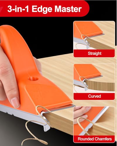2PCS Edge Banding Trimmer, 3-in-1 Edge Banding Cutter with Sharp Stainless Steel Blades and Grip, Hand Planes Woodworking Trimmer Tools for Wood Veneer DIY PVC ABS on Straight Curved Chamfered Edges