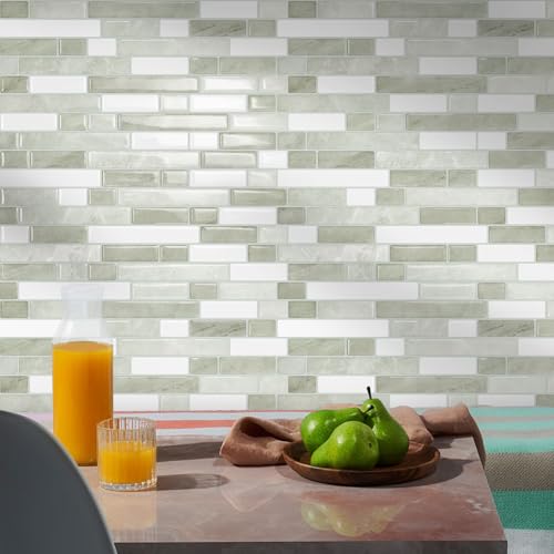 STICKGOO Thicker Peel and Stick Backsplash Tile for Kitchen and Bathroom - color: Light Gray-Beige