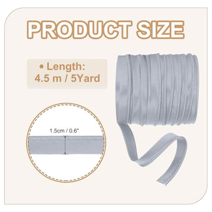 YELARXI Maxi Piping Bias Tape 5Yards Piping Trim with Cord Grey - color: Grey