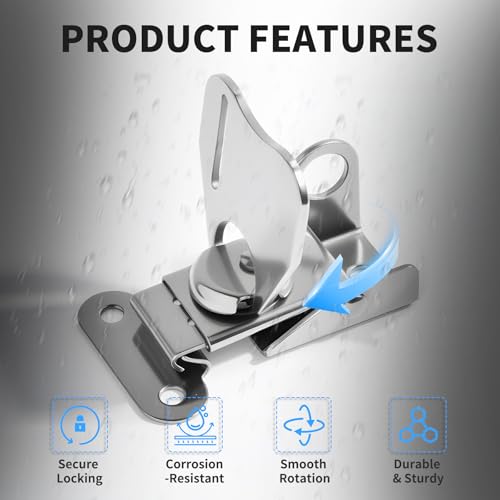 2 Pcs Butterfly Twist Latch, Small, Silver, 304 SS, 2.07" X 1.52" - size: Stainless Steel with Keyhole