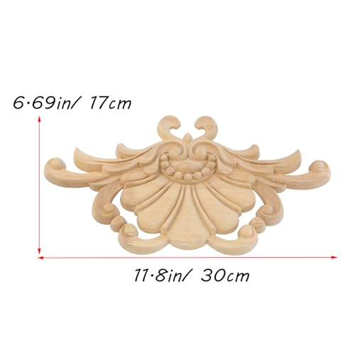 Antrader Wood Appliques,4Pcs Unpainted Wooden DIY Carved Onlays, Style 7 - style: Style 7