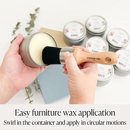 Furniture Wax [Clear] + Wax Brush Applicator Bundle - 100% Natural Sealant for Chalk Furniture Paint or Raw Wood, Light Protection, Easy to Apply, No Odor, Eco-Friendly