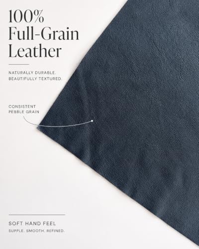 12'' x 24'' Genuine Full Grain Cowhide Leather Sheet — Soft Leather for Upholstery Repair, Handbags, Wallets, Sewing, Crafts, & DIY Projects — 1.1-1.3mm (3oz) Pre-Cut (Navy, 1 Piece) - color: Navy, size: 1 Piece