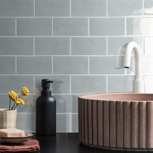 STICKGOO 10-Sheet Backsplash Peel and Stick Subway Tile(Thicker Design) - color: Gray
