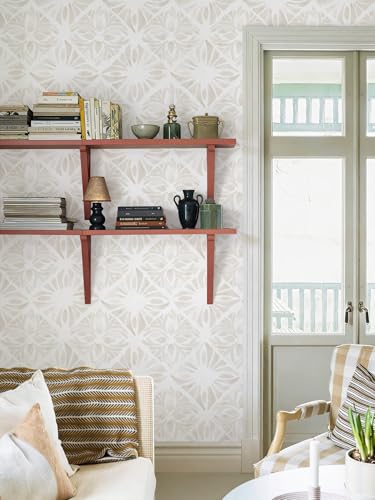Boho Wallpaper Neutral Peel and Stick Wallpaper 78.7"x17.3" Geometric Wall Paper Beige and White Contact Paper Textured Removable Vinyl Waterproof for Bedroom Farmhouse Kitchen Bathroom - color: White and Beige, size: 17.3" x 78.7"
