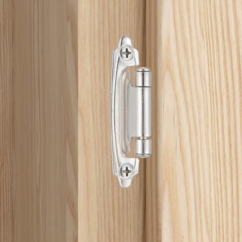 Brushed Nickel Cabinet Hinges, 1/2” Overlay, 4 Pack - color: Brushed Nickel, size: 1/2 Inch Overlay