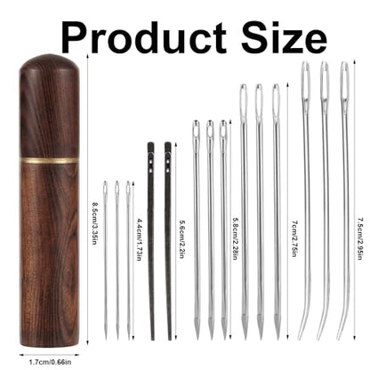 15pcs Leather Sewing Needles Kit, Large Eye Hand Stitching Needle
