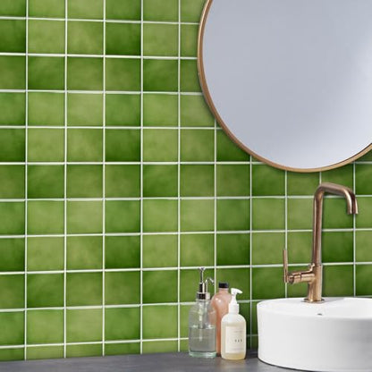 Commomy Matte 3D Peel and Stick Tile 10 Pcs 11.8"x11.8",Green - color: Green Ceramic
