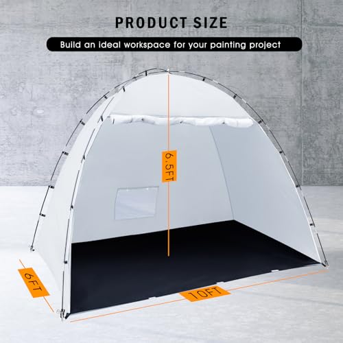 Siebwin 10x6x6.5ft Spray Paint Tent, Mesh Screen & Windproof Hooks, White - color: White, size: 10 ft x 6 ft x 6.5 ft