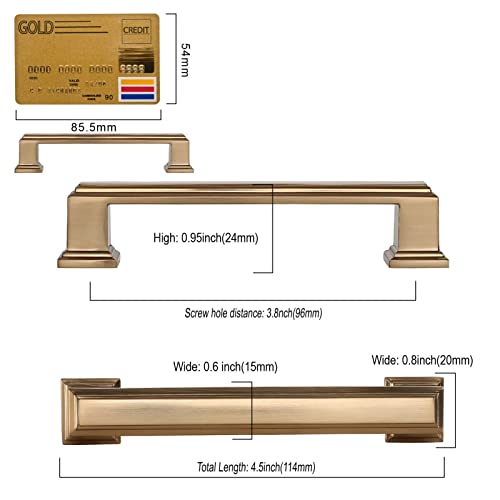 Amerdeco 10 Pack Champagne Bronze Cabinet Pulls 3-3/4 Inch(96mm) Hole Center Cabinet Hardware Kitchen Cabinet Handles for Bathroom Drawer Pulls Dresser Pulls ZH0001 - color: Champagne Bronze, size: 3.75" hole center, style: 10 Pack