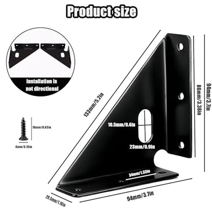 4 Pcs Heavy Duty Gusset Joints, Trapezi Corner Code (Black) - color: 4 Pcs Gusset Joints（black）