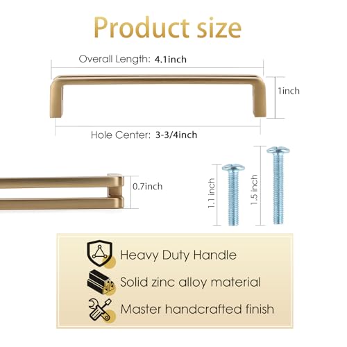 3-3/4 Inch(96mm) Hole Center Champagne Bronze Zinc Alloy Solid Cabinet Pulls,Dresser Cabinet Handles Luxury Cabinet Pull Hardware for Bedroom, Kitchen 6 Pack 7600 - color: Champagne Bronze, size: 3-3/4 Inch Hole Center