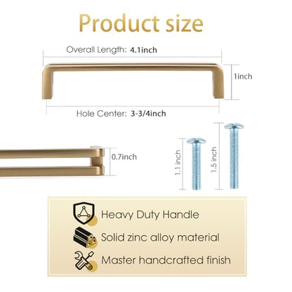 3-3/4 Inch(96mm) Hole Center Champagne Bronze Zinc Alloy Solid Cabinet Pulls,Dresser Cabinet Handles Luxury Cabinet Pull Hardware for Bedroom, Kitchen 6 Pack 7600 - color: Champagne Bronze, size: 3-3/4 Inch Hole Center