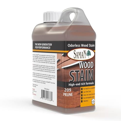 SamaN Interior Water Based Wood Stain - Natural Stain for Furniture, Moldings, Wood Paneling, Cabinets (Prune TEW-209-32, 32 oz)