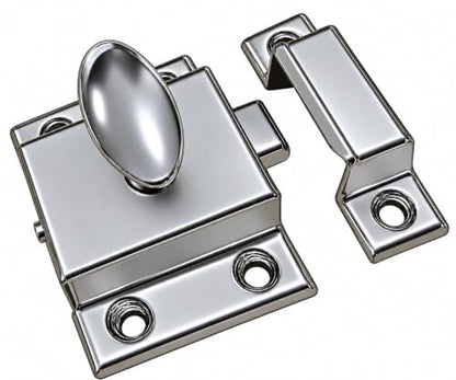 QCAA Oval Turn Cabinet Latch, for Cupboard & Other Furniture, Large, Chrome Plated, Made in Taiwan, 1 Pack - color: Chrome Plated, size: 1pack-large