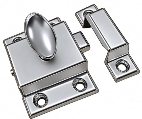 QCAA Oval Turn Cabinet Latch, for Cupboard & Other Furniture, Large, Chrome Plated, Made in Taiwan, 1 Pack - color: Chrome Plated, size: 1pack-large