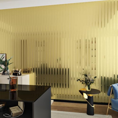Champagne Gold Metallic Striped Wall Panels Peel and Stick for Wall 12×118" - color: Gold, size: 11.8" x 118"