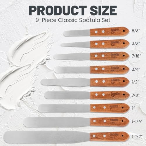 9-Piece Caulking Spatula Set with Pear Wood Handle, Caulk Finishing Tool - size: 9PCS