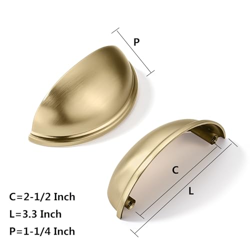 khtumeware 10 Pack 2-1/2" Drawer Pulls Champagne Bronze Cabinet Cup Pulls Kitchen Hardware Cabinet Handles Drawer Handles Knobs 2.5 inch Hole Center - color: Champagne Bronze, size: 2-1/2"(64mm) Hole Center, style: 10-pack