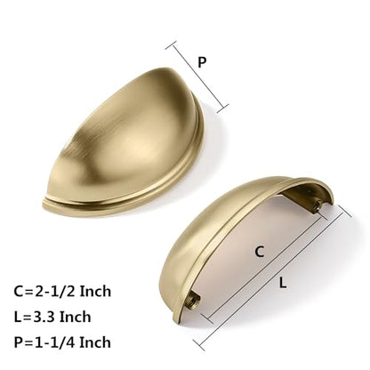 khtumeware 10 Pack 2-1/2" Drawer Pulls Champagne Bronze Cabinet Cup Pulls Kitchen Hardware Cabinet Handles Drawer Handles Knobs 2.5 inch Hole Center - color: Champagne Bronze, size: 2-1/2"(64mm) Hole Center, style: 10-pack