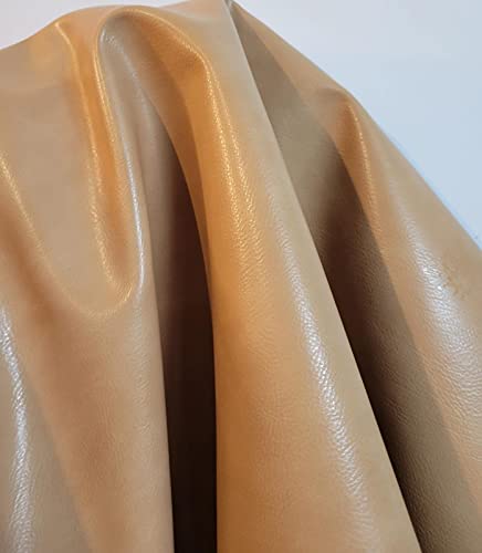 NAT Leathers™ | Tan Camel Saddle Faux Leather Synthetic Pleather 0.9 mm Madison 1 Yard 52 inch Wide x 36 inch Long Soft Smooth Upholstery (Camel) - color: Camel