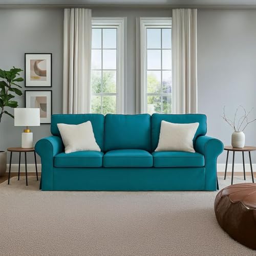MASTERS OF COVERS Ektorp 3 Seater Sofa Cover Replacment Slipcover-Teal Blue - color: Three Seat Cover-teal Blue