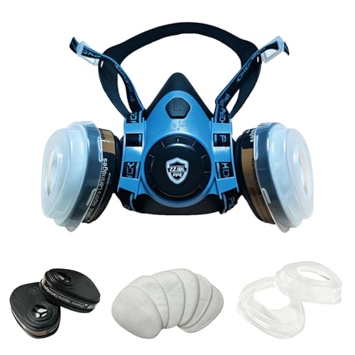 Reusable Half Face Respirator Mask with Filters - color: Blue, size: Large