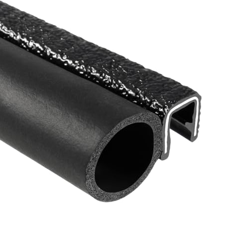 TRIM-LOK Trim Seal, Edge Trim with Side Bulb, Fits 0.750-Inch Bulb, 1/4-Inch Edge, 25-Foot Length, Black Pebble Finish, Flexible PVC Plastic Trim with EPDM Rubber Weather Stripping - style: 0.750" Bulb, 1/4" Edge, 1/2" Leg, 25 Feet