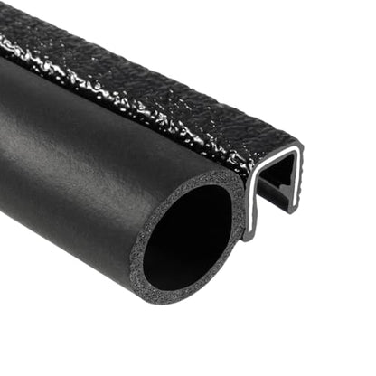 TRIM-LOK Trim Seal, Edge Trim with Side Bulb, Fits 0.750-Inch Bulb, 1/4-Inch Edge, 25-Foot Length, Black Pebble Finish, Flexible PVC Plastic Trim with EPDM Rubber Weather Stripping - style: 0.750" Bulb, 1/4" Edge, 1/2" Leg, 25 Feet