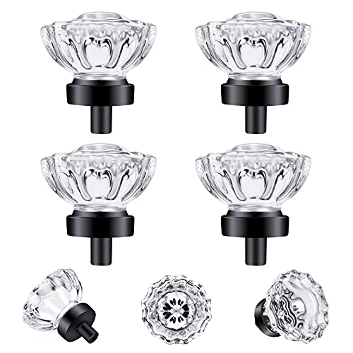 4 Pack Crystal Knobs Drawer Knobs Vintage,Glass Crystal knobs for Dresser Drawers Cabinets,Matte Black - color: Matte Black, size: 4 Pack (36mm)