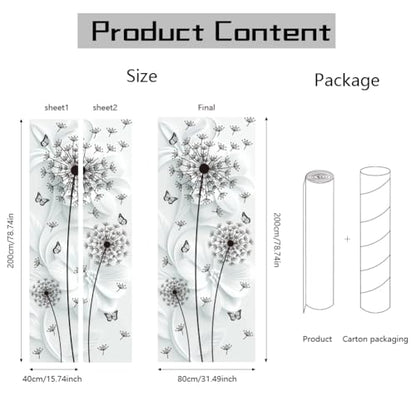 arricraft 2 Sheets Black Dandelions Self-Adhesive Door Sticker, 31.5x78.7inch Flower Butterflies Door Murals Stickers PVC Removable Wallpaper Decoration for Bedrooms Living Room - style: Dandelions