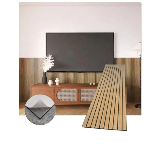 Modern Wood Slat Wall Panels, Peel and Stick Acoustic Panels, Self-Adhesive Wall Covering and Easy Installation, 47.24x11.82in. 8-Pack Natural Wood Finish(Walnut) - color: Walnut