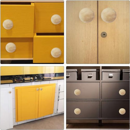 4Pcs Large Wooden Drawer Knobs 2.3 Inch Big Round Wood Cabinet Knobs Pulls Unfinished Beech Wood Round Knobs for Kitchen Cabinets Drawer, Cabinet Handles - size: 2.3 Inch
