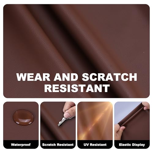Faux Leather, Marine Vinyl PVC Leather for DIY Upholstery, Sofa Car Boat Seat Repair, Waterproof & Easy to Clean, Dark Brown (1 Yd 55x36 Inch) - color: Dark Brown, size: 1Yd (55x36inch)
