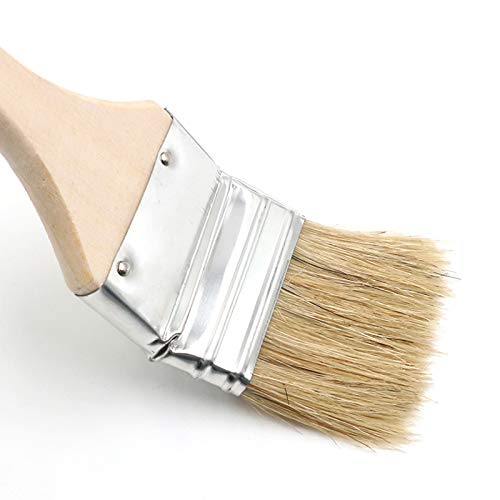 50mm/2 inch Brush Head Width Long Wood Handle Metal Ferrule Bent Paint Brush Radiator Brush Beige 704#(2Pcs) - size: 2inch