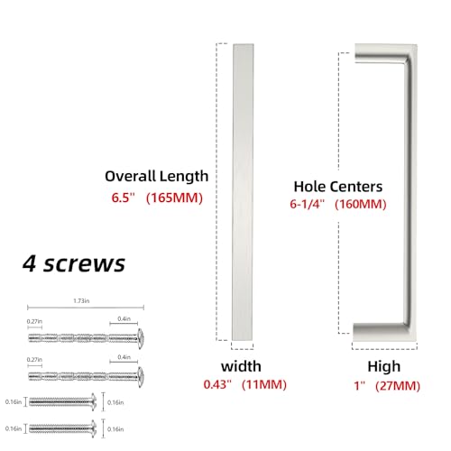 Brushed Satin Nickel Kitchen Cabinet Pulls 6-1/4 Inch 10 Pack - color: Brushed Satin Nickel, size: 6-1/4'' Hole Center(160mm)