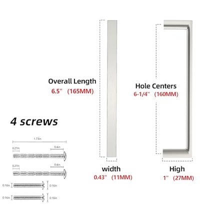 Brushed Satin Nickel Kitchen Cabinet Pulls 6-1/4 Inch 10 Pack - color: Brushed Satin Nickel, size: 6-1/4'' Hole Center(160mm)
