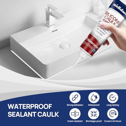 Silicone Caulk, 4.23 FL OZ White Silicone Sealant
