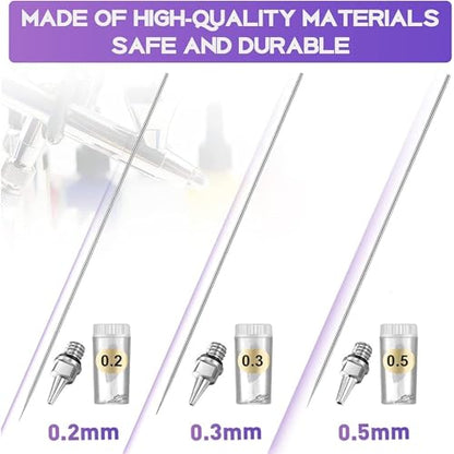 HUBEST Airbrush Nozzle Needle Set for Iwata Master, 0.2/0.3/0.5mm - size: KIT 2