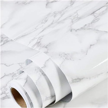 Marble Contact Paper White Extra Wide Peel and Stick for Kitchen Countertop - color: Gray/White, size: 47.2" x 196"