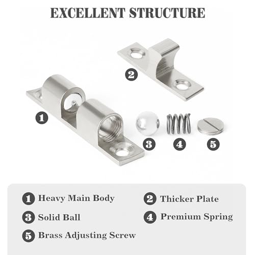 Alise Brass Double Roller Catch Cabinet Latches Door Catch 60mm,4 Pcs - color: Silver, size: 60mmX33mm
