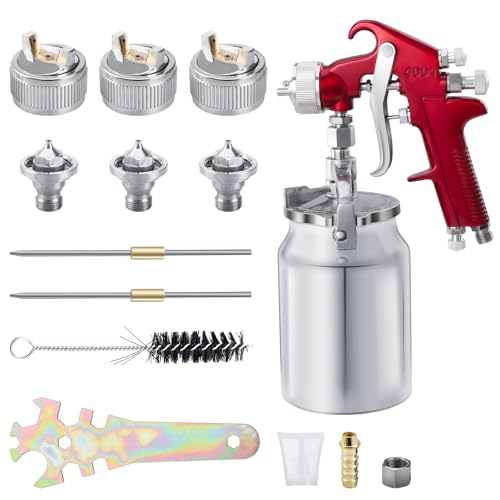 CarBole Suction Paint Spray-Gun with 1.3mm 1.7mm 2.0mm Fluid Tips