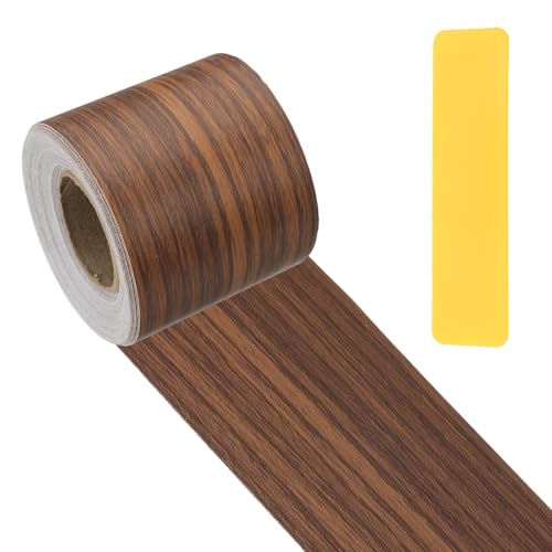 PATIKIL Wood Grain Repair Tape 2" x33', Self Adhesive Realistic Textured Repair Patch Peel and Stick Wood Tape with Scraper for Floor Door Window Furniture Table Teak - color: Teak, size: 2"x33'