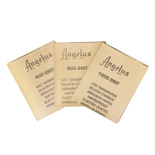 Angelus Multi-Purpose Wet Sandpaper - 4.5" x 5.5" Assorted Grit (400, 800, 1500) - 12-Sheet Pack