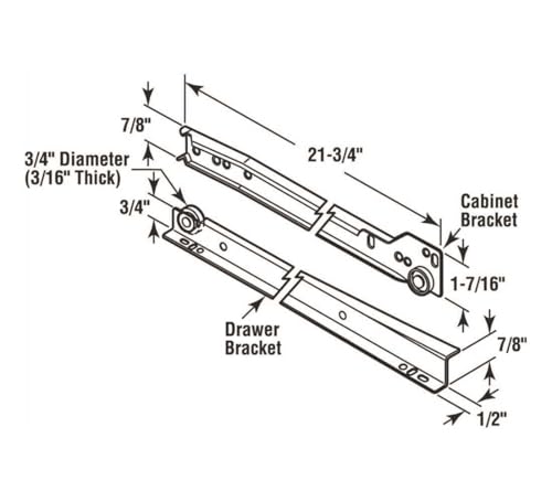 Prime-Line MP7213 Bottom Mount RV and Mobile Home Drawer Slides, White (1 Set) - size: 1 Pack