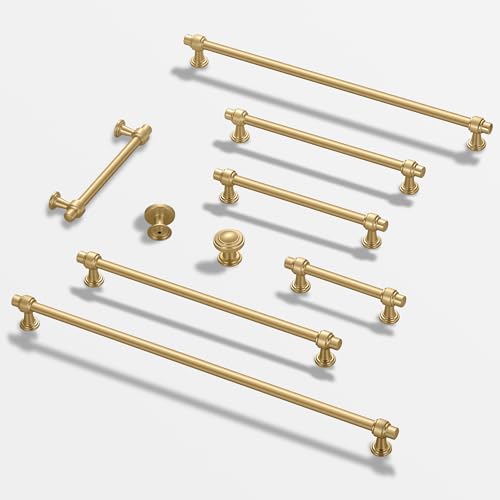 Lardmon 10 Pack 5 Inch(128mm) Hole Center Brushed Champagne Bronze Modern Cabinet Pulls Kitchen Cabinet Handles Kitchen Cabinet Hardware Timeless Drawer Vanity Pulls, Champagne(5x10) - color: Champagne Bronze, size: 5 Inch Hole Center, style: 10 Pack