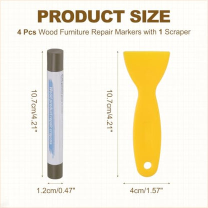 PATIKIL 4Pcs Wood Furniture Repair Markers with Scraper, Coffee Brown - color: Coffee Brown