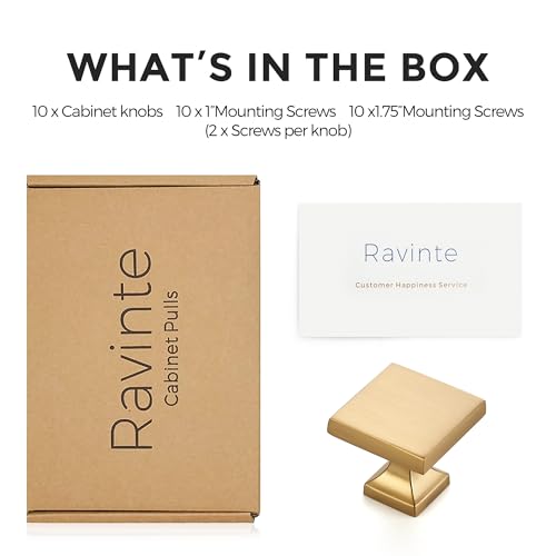 Ravinte Cabinet Knobs Champagne Bronze Square Knobs, Drawer Knobs, 10 Pack - color: Champagne Bronze