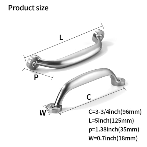 10 Pack 3-3/4 inch Hole Center Brushed Satin Nickel Cabinet Pulls - Heavy Duty Solid Drawer Hardware Handles Kitchen Vanity Bathroom Handles - color: Brushed Nickel, size: 3-3/4"(96mm) Hole Center