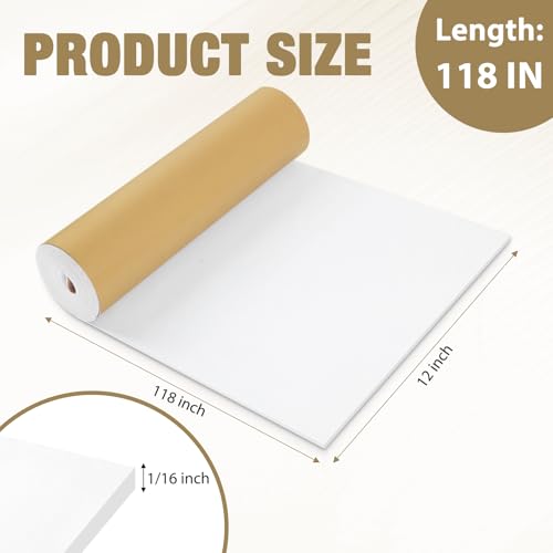 LSGCQ Sponge Neoprene Foam Padding Self Adhesive Foam Sheets, White - color: White, size: 12" Wide x 1/16" Thick x 118" Long